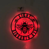 Custom Bee Metal Sign With Led Lights, Honey Bee Metal Wall Art, Personalized Beekeeper Metal Name Sign, Honey Farm Neon Metal Sign
